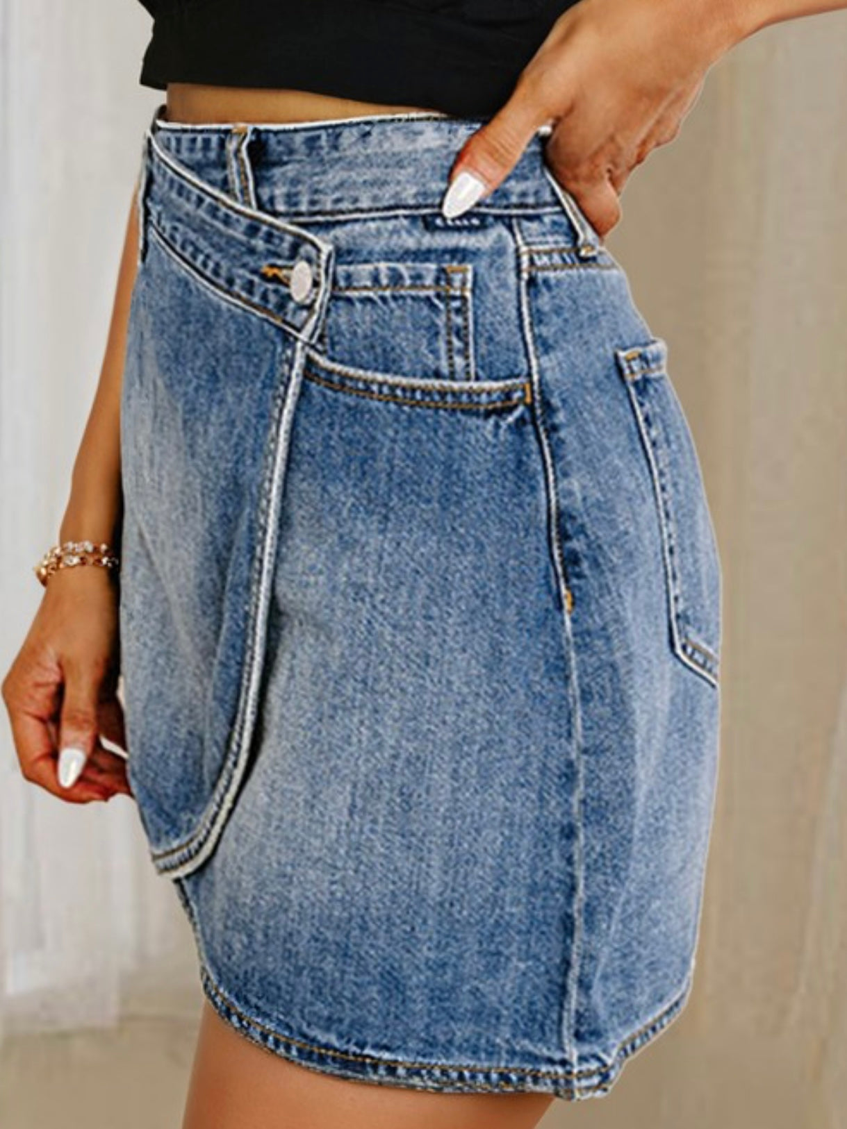 Wrap Me Up Denim Mini Skirt