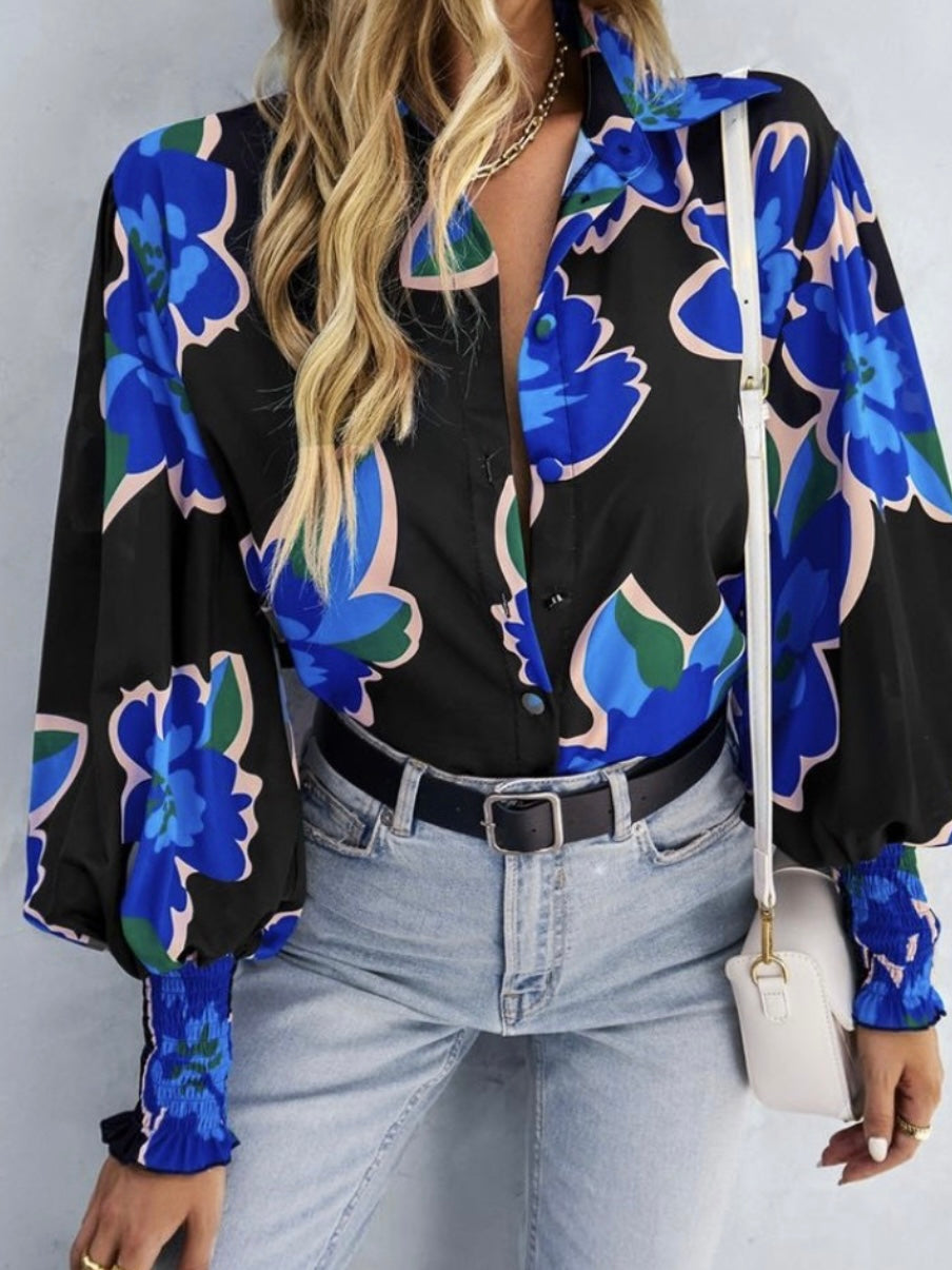 Ocean Blue Floral Top