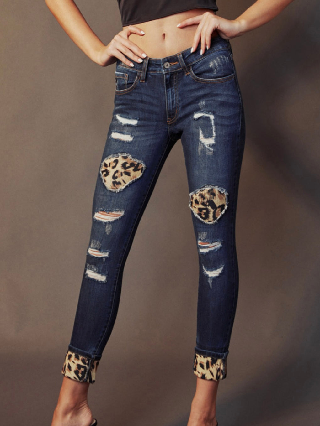Distressed Leopard Jeans by Kancan