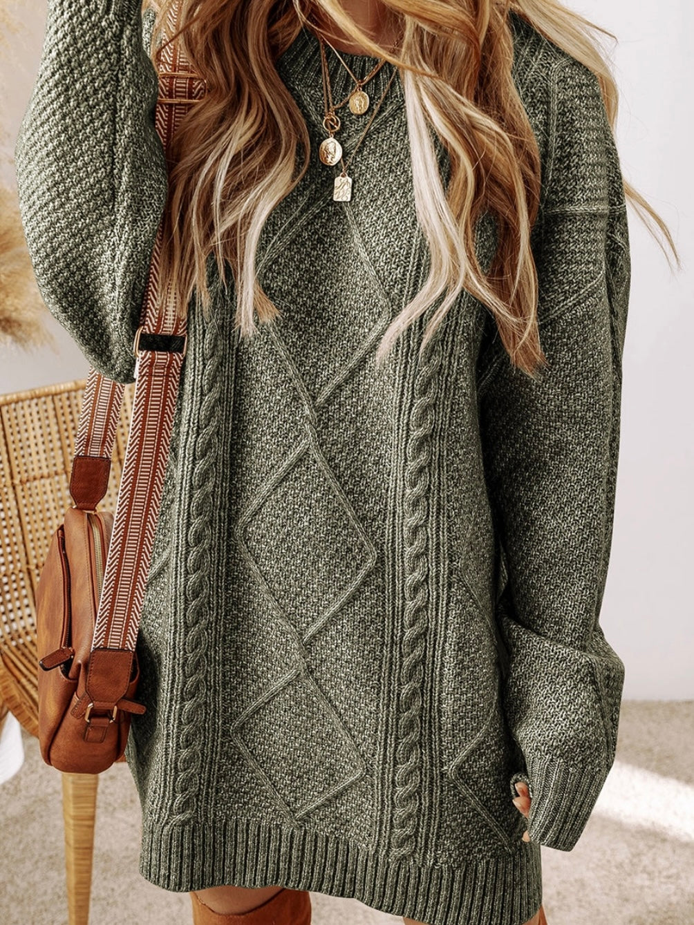 Candace Cable Knit Sweater Dress