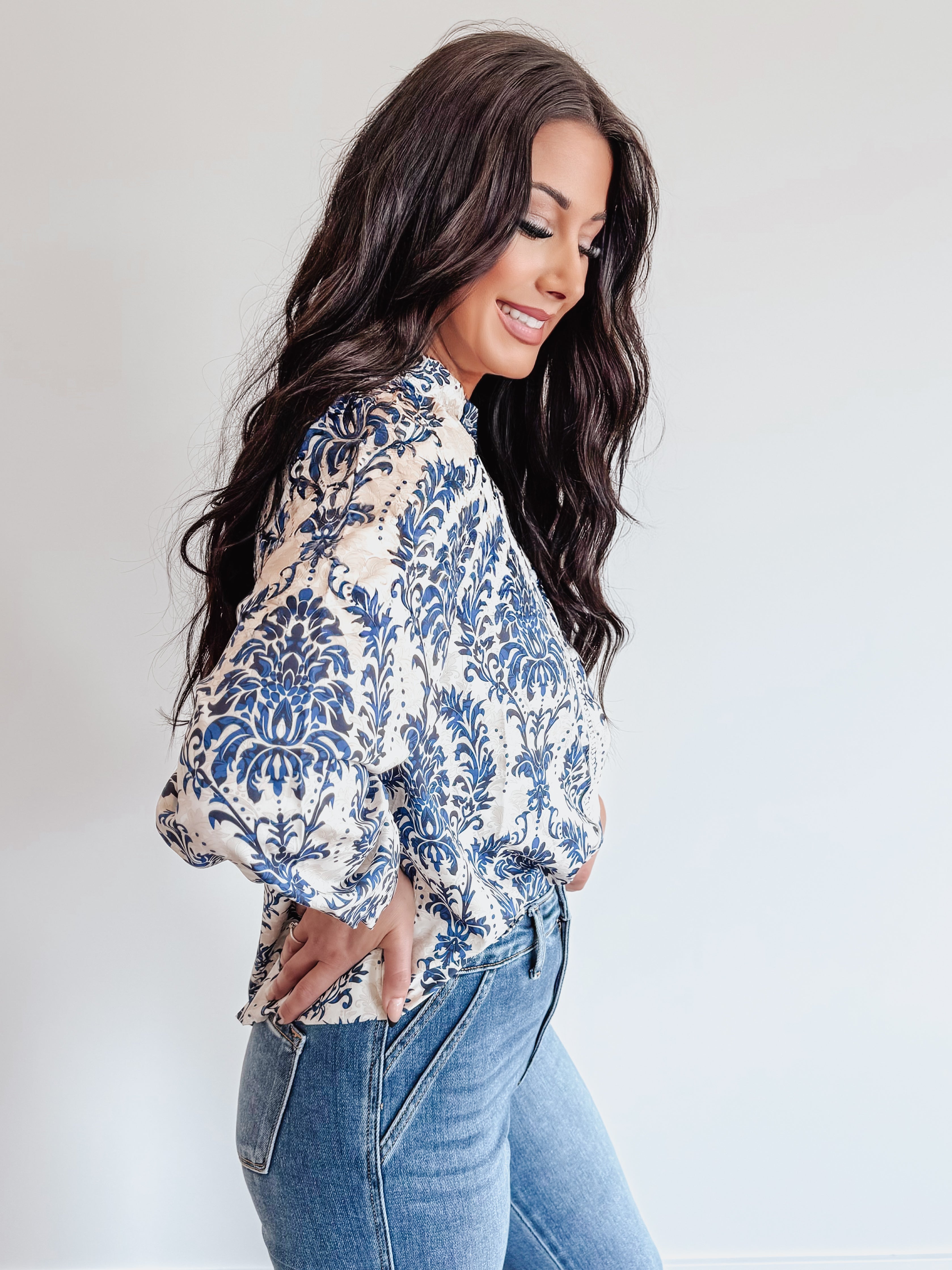 Antiqued Blue Blouse