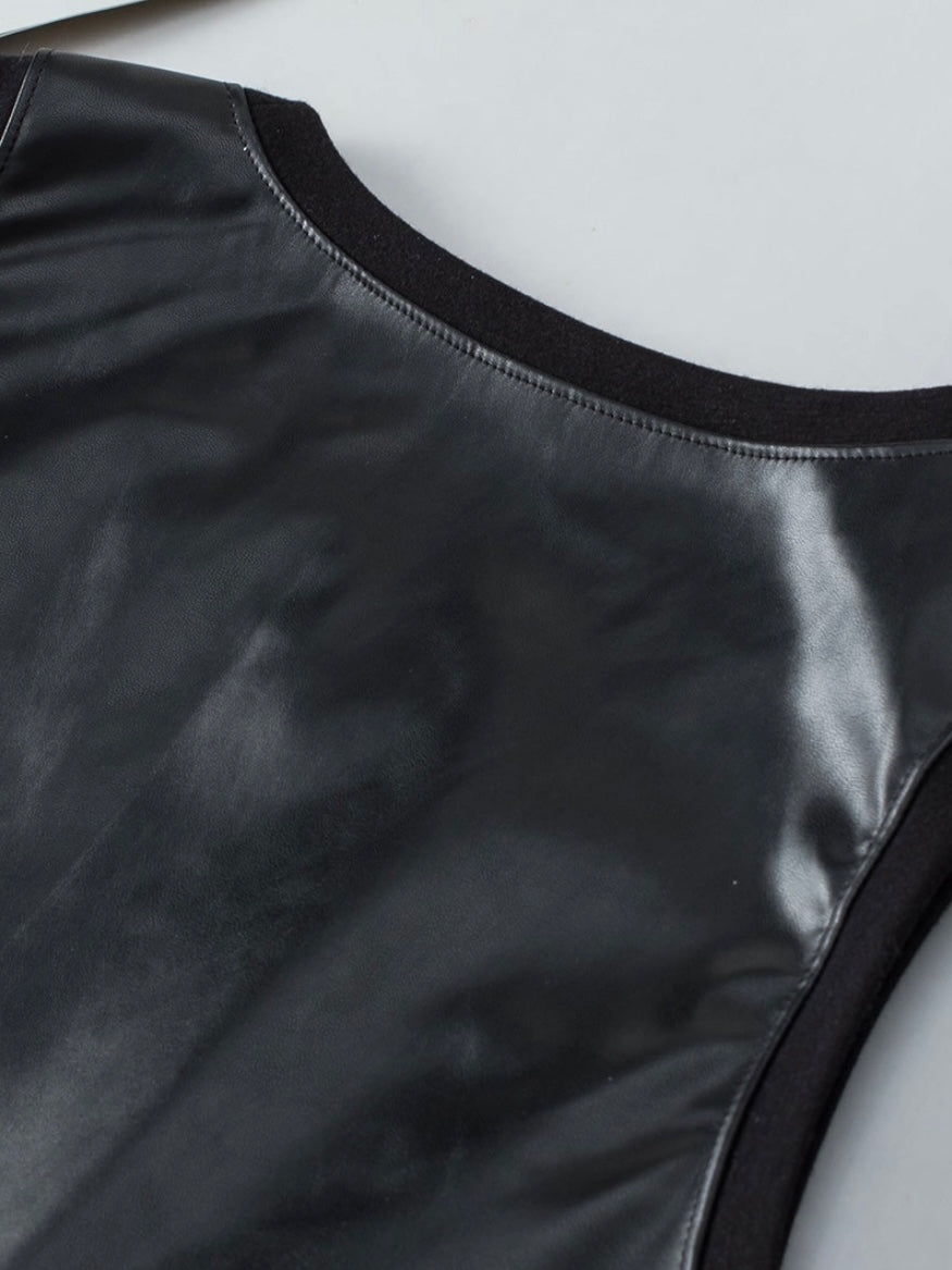 Faux Leather Racerback Tank Top