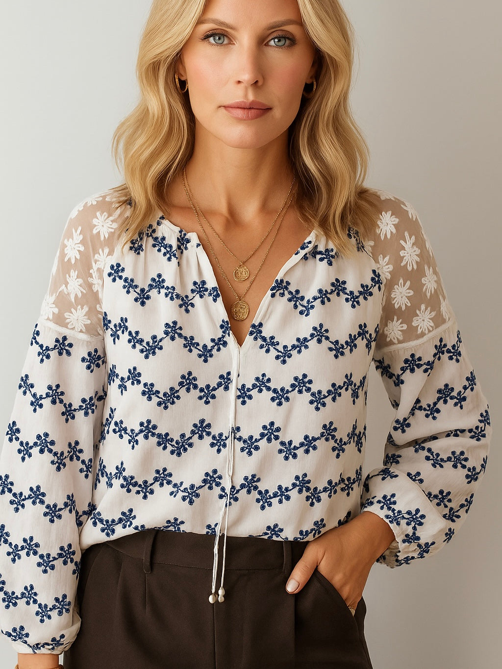 Indigo Bloom Blouse