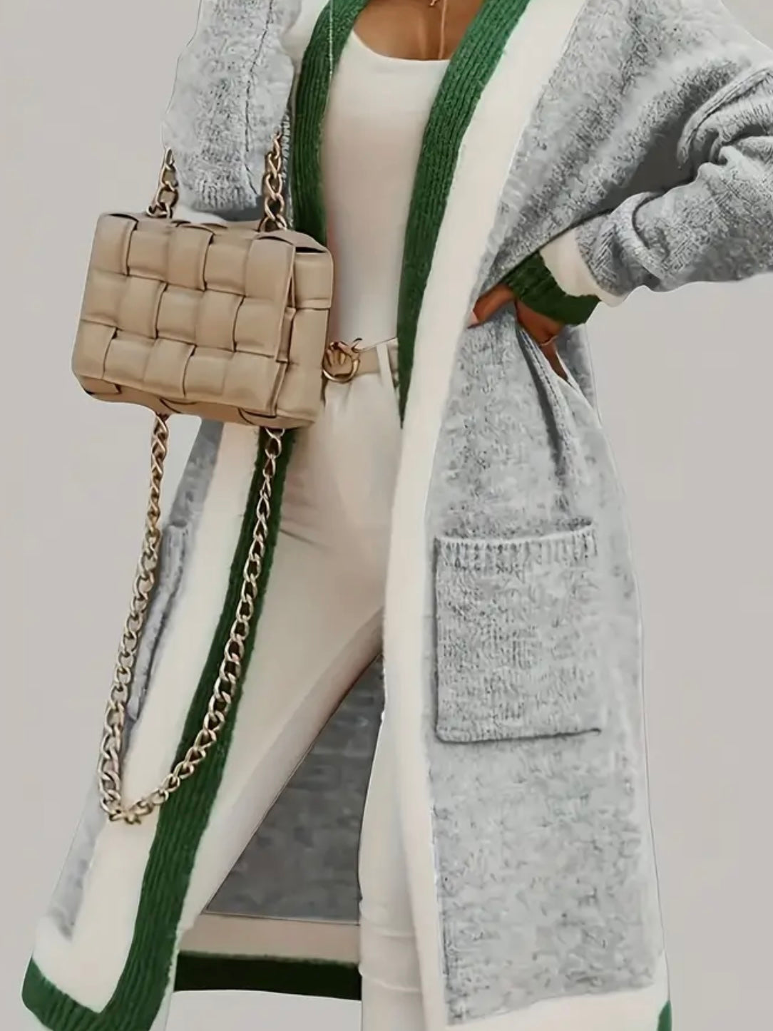 Longline Colour Block Cardigan