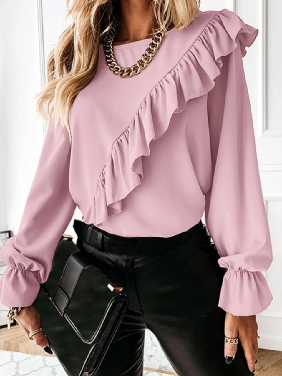 Venetian Ruffle Blouse Top