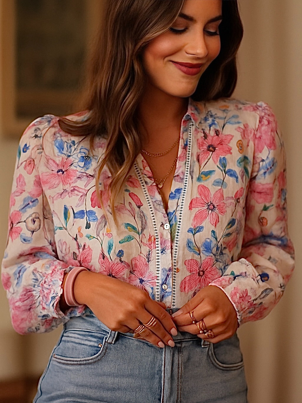 Meadow Bloom Button Blouse