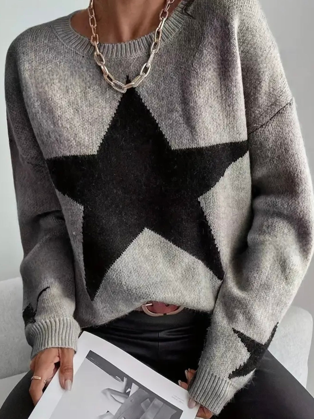 Falling Black Star Sweater