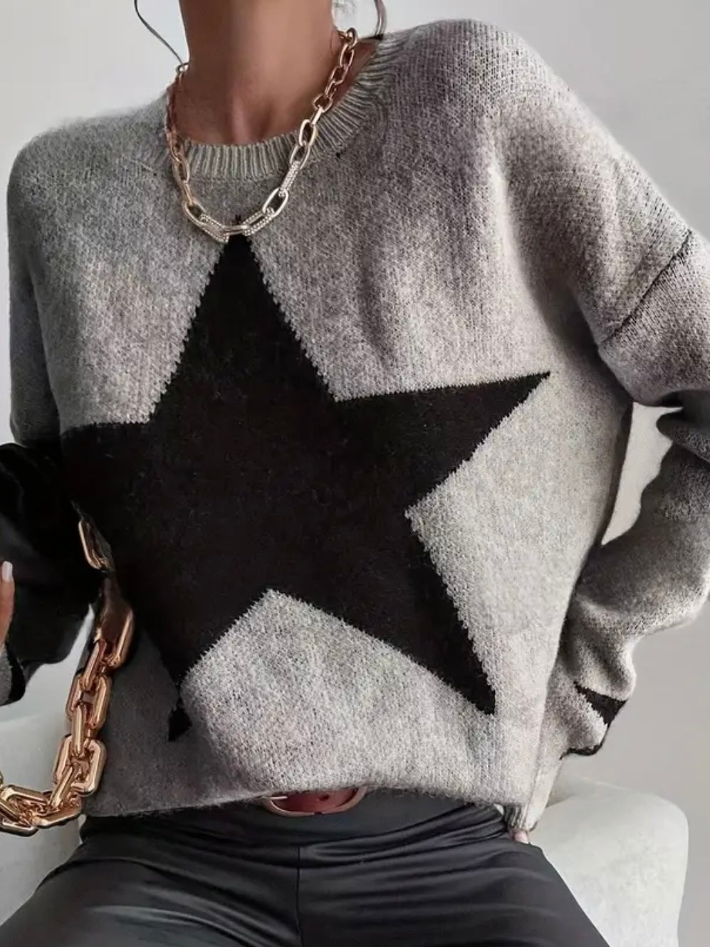 Falling Black Star Sweater