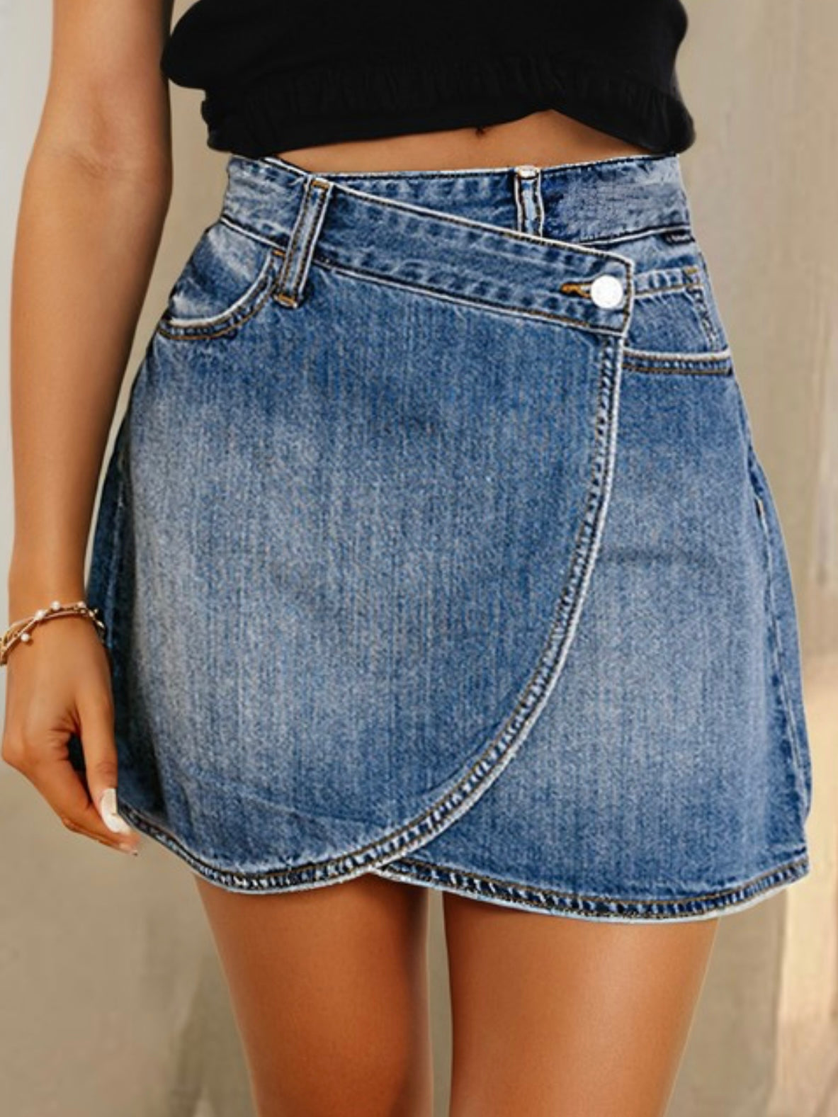 Wrap Me Up Denim Mini Skirt