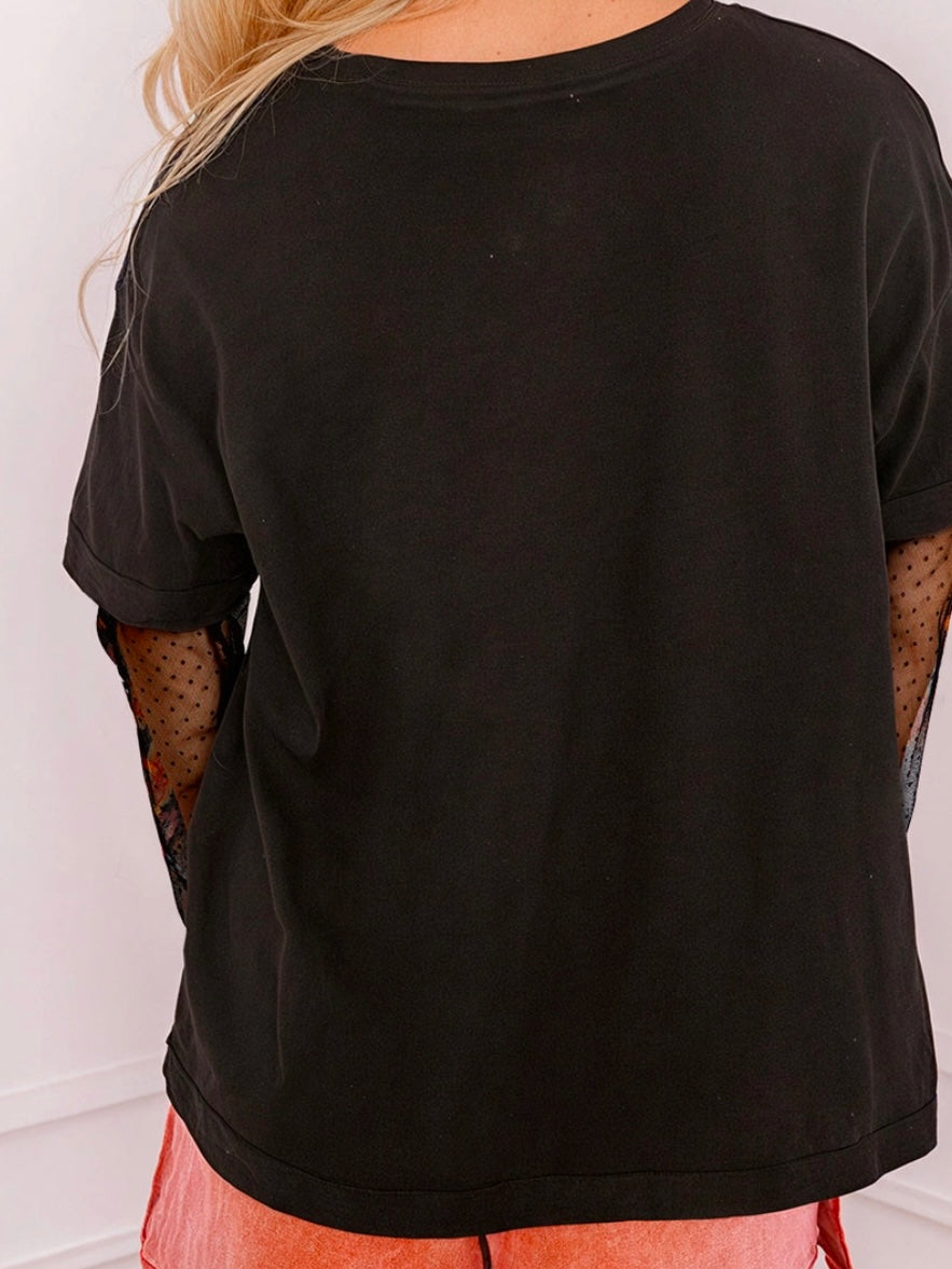Double It Mesh Sleeve Tee