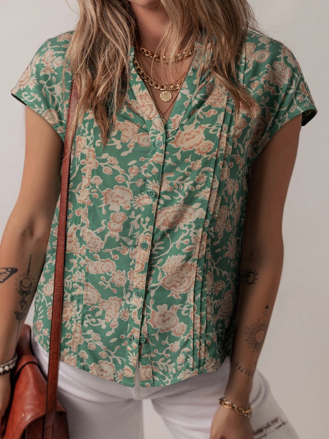 Sage Garden Button Top