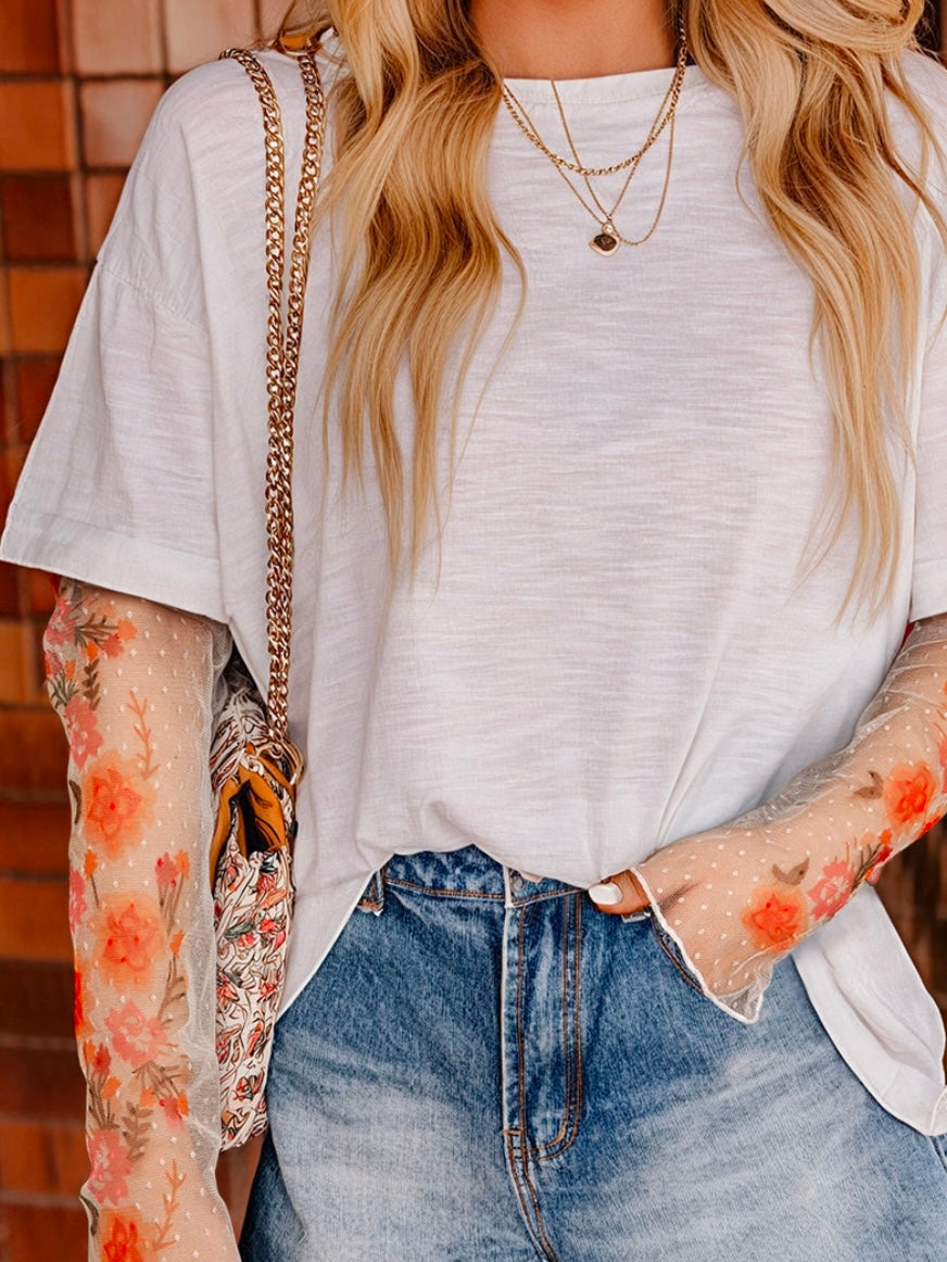 Double It Mesh Sleeve Tee