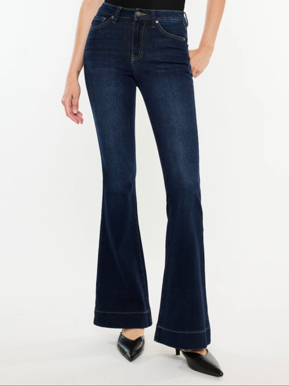Roxxee Dark High Rise Flare Jeans