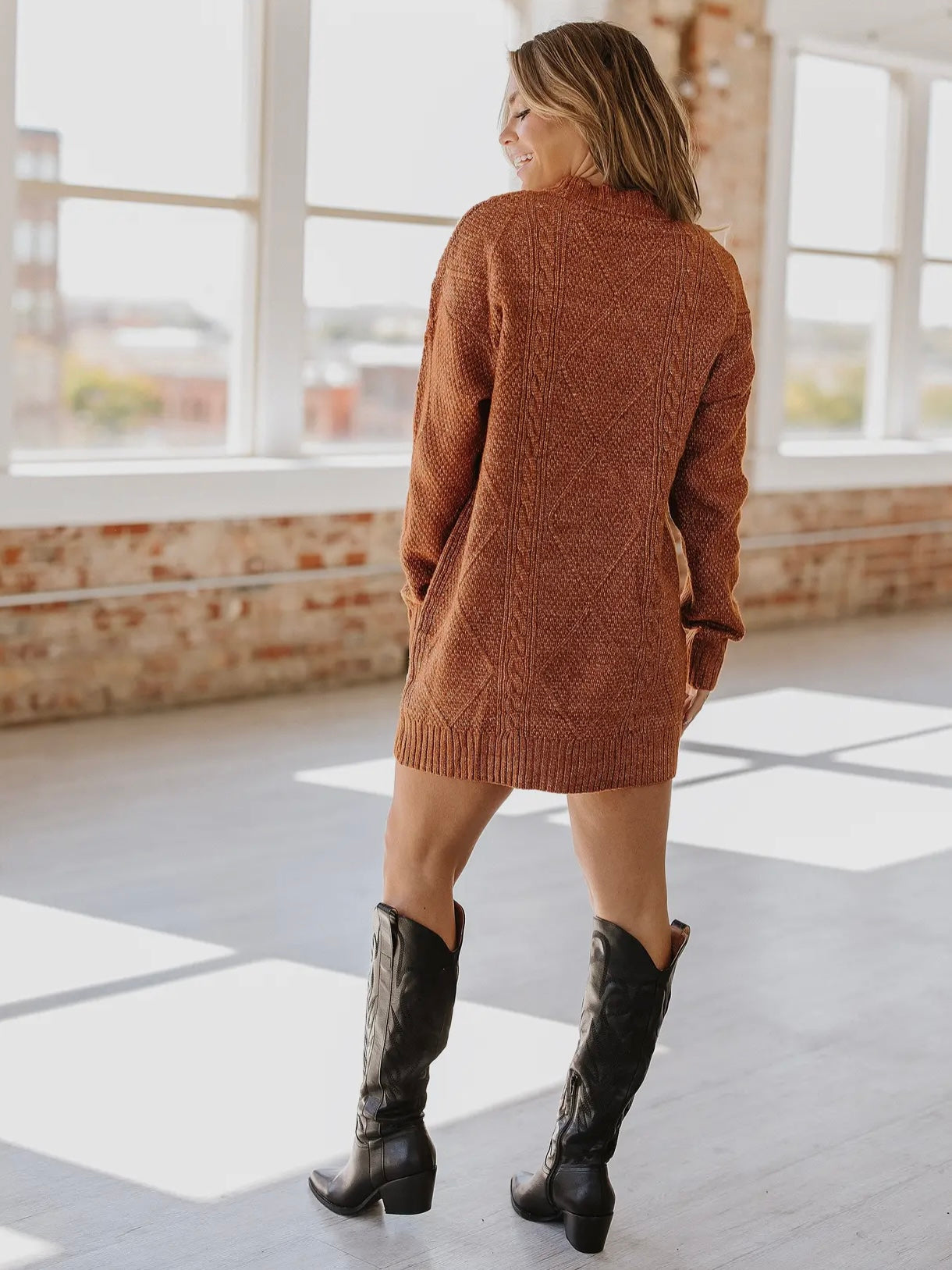 Candace Cable Knit Sweater Dress