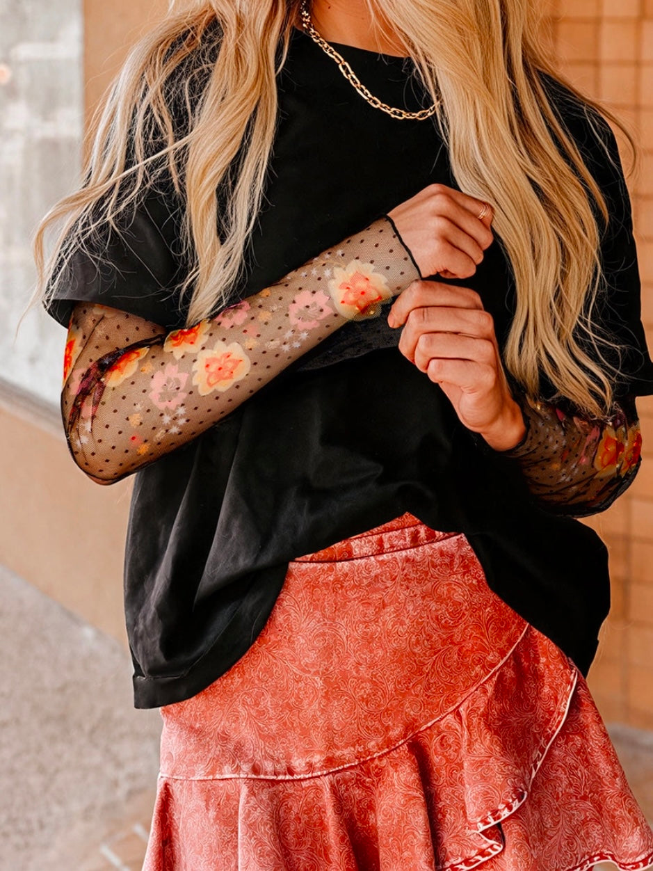 Double It Mesh Sleeve Tee