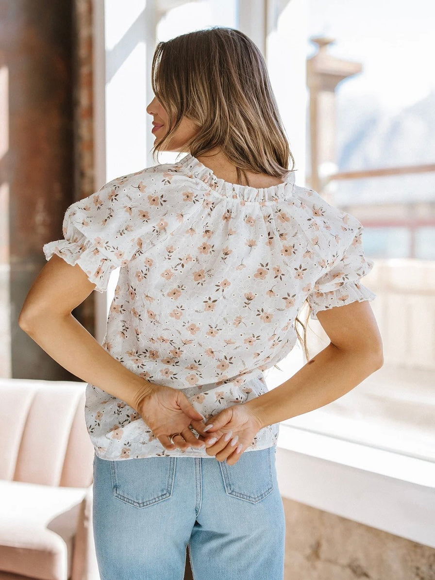 Peach Petal Eyelet Top